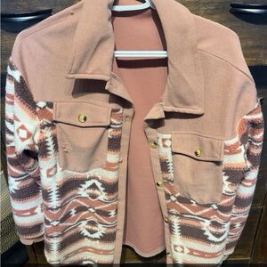 Women's Patterned Jacket - Pink and Brown